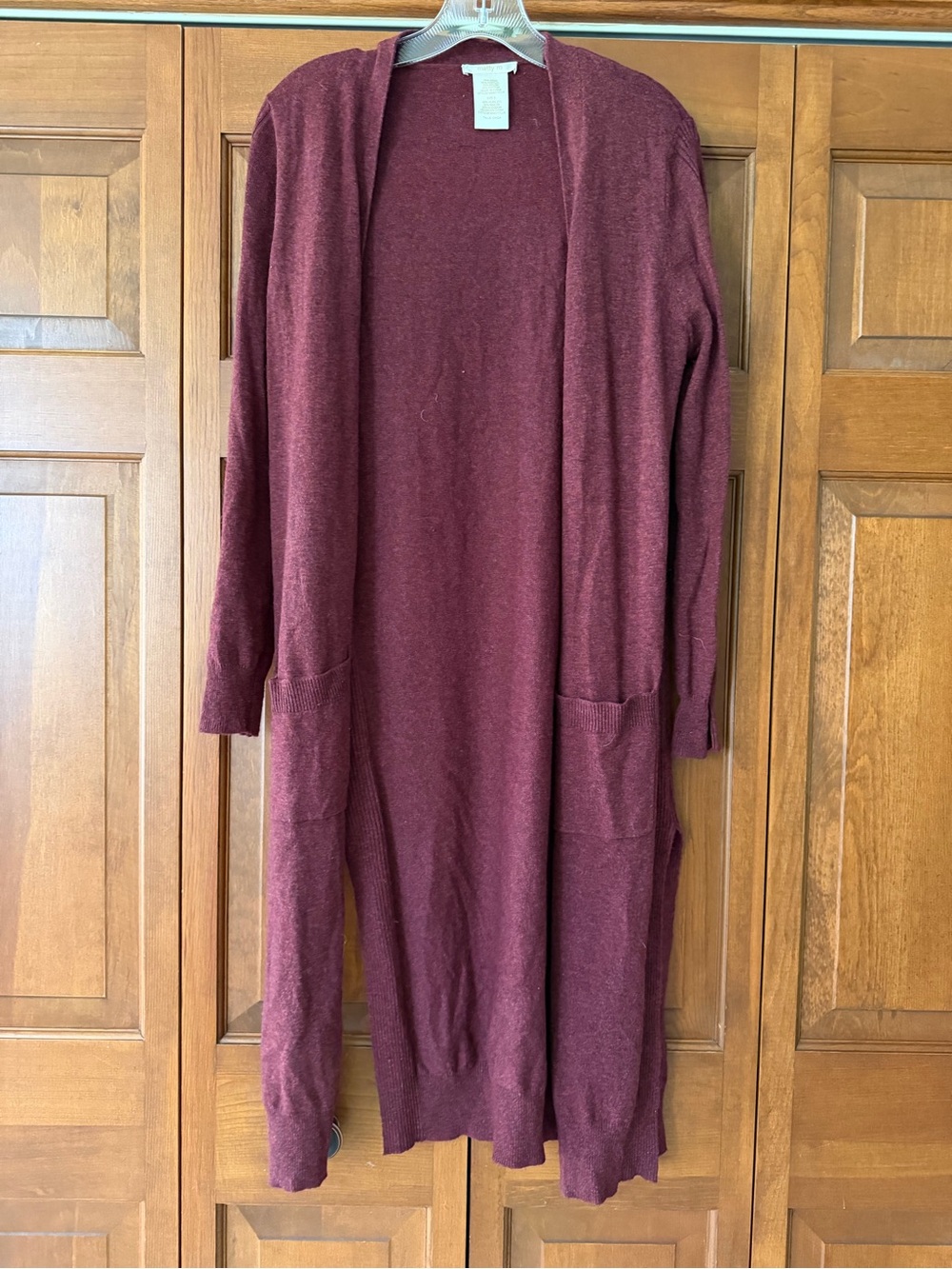 Matty M Burgundy Open-Front Cardigan